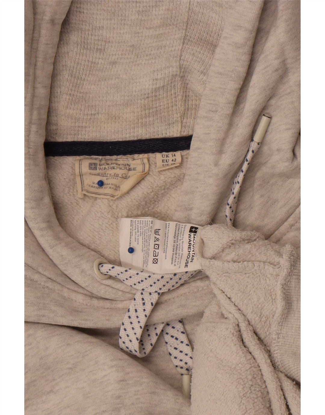 Mountain Warehouse Damen-Kapuzenpullover aus mittelgrauer Baumwolle, Größe UK 14