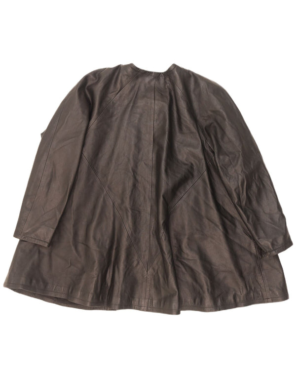 Vintage Damen Übergroßer Ledermantel EU 38 Mittelschwarz