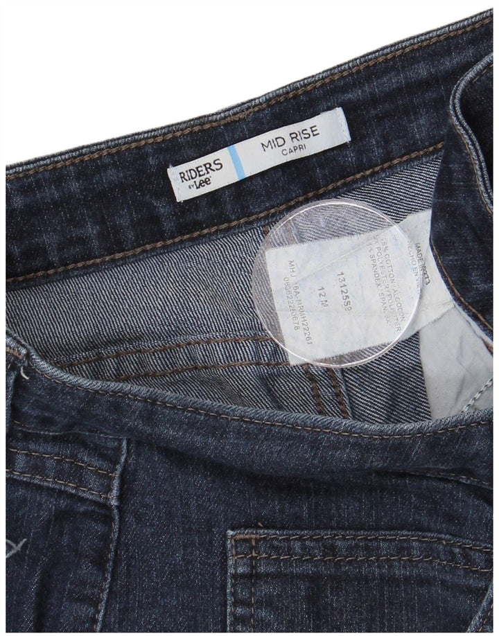 LEE Damen Riders Mid Rise Capri Jeans US 12 Large W32 L19 Marineblau