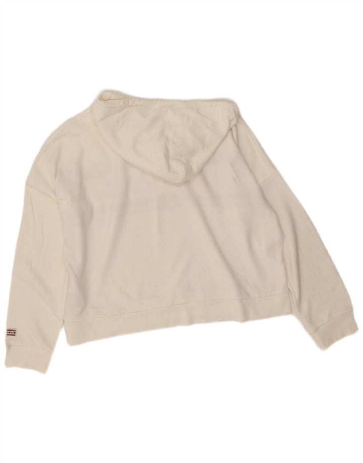 Levi's Damen-Pullover mit übergroßem grafischem Kapuzenpullover, Gr. 10, Größe S, Weiß, gestreift