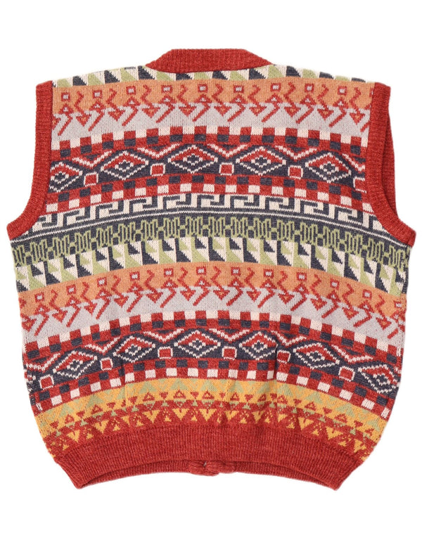 Vintage Herren Ärmelloser Cardigan Pullover XL Mehrfarbig Geometrisch