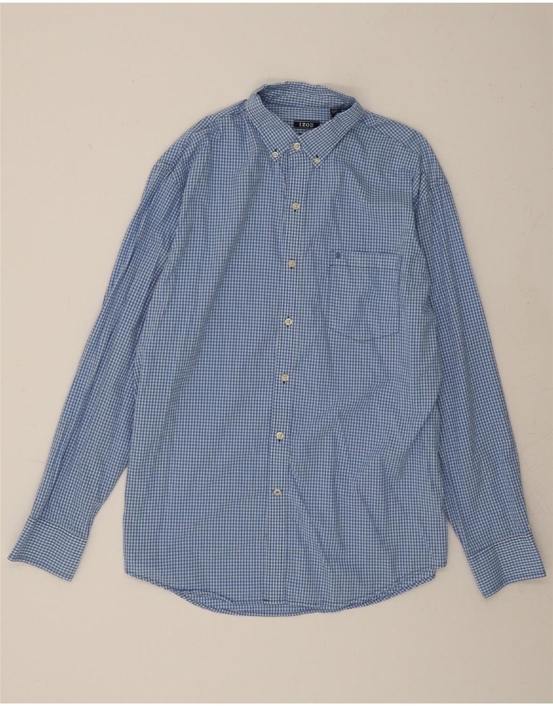 IZOD Mens Shirt Large Blue Gingham Cotton Vintage Izod and Second-Hand Izod from Messina Hembry 