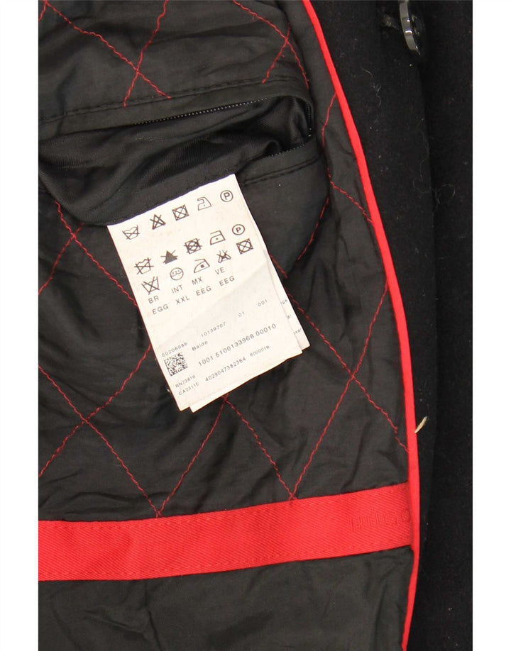 Hugo Boss Herren Pea Coat UK 44 2XL Schwarze Schurwolle