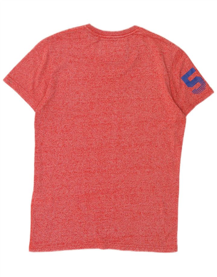 Superdry Herren-T-Shirt mit Grafik, Größe S, rot gesprenkelte Baumwolle