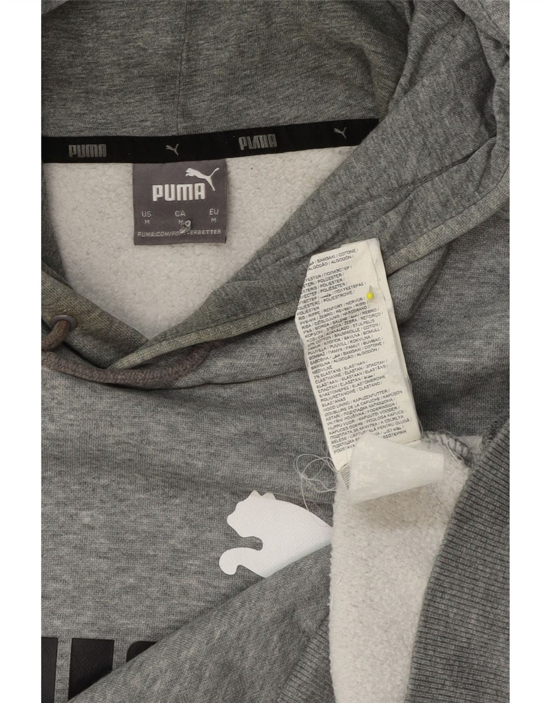 Puma Herren-Kapuzenpullover mit Grafik, mittelgrau gesprenkelte Baumwolle