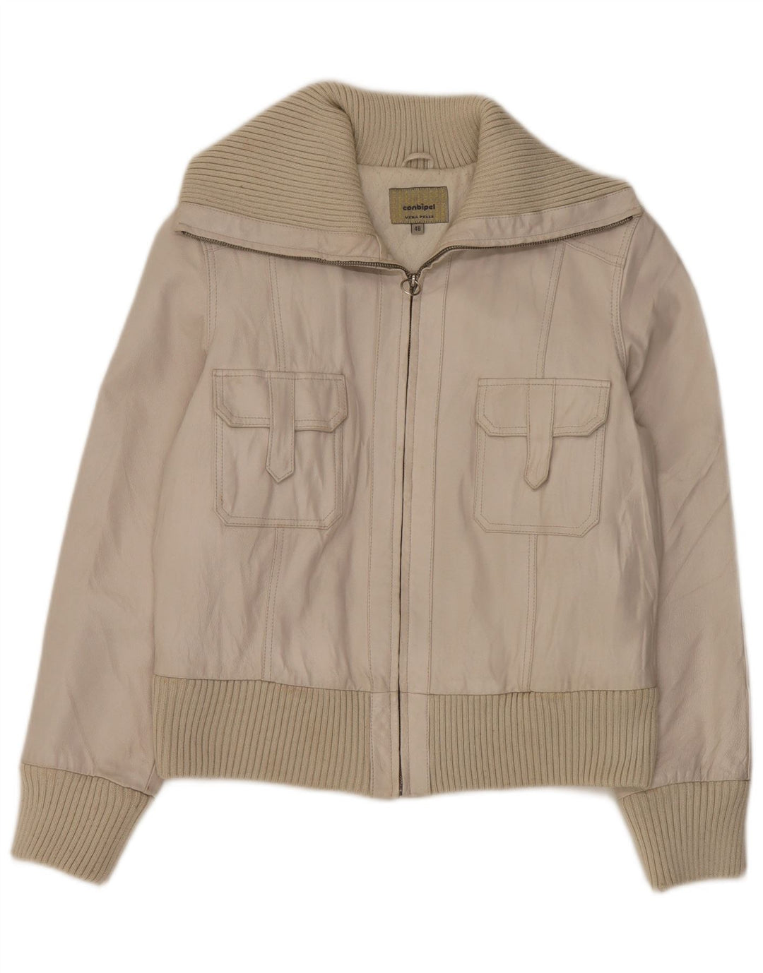 Conbipel Damen Lederjacke IT 48 XL Weißes Leder