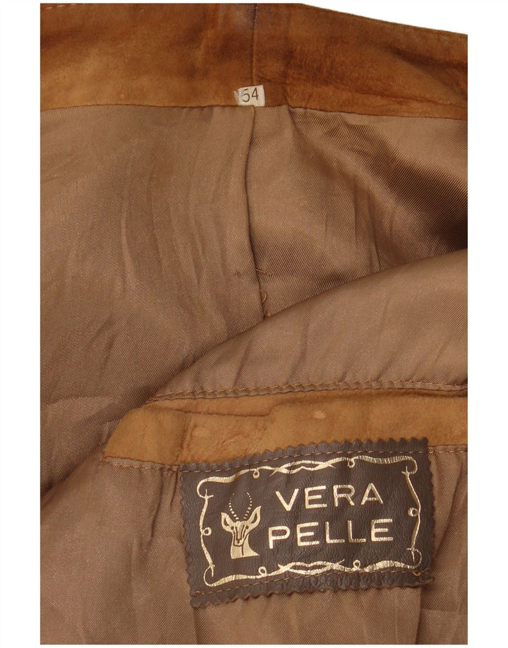 Vintage Herren Wildlederjacke IT 54 2XL Beige Leder