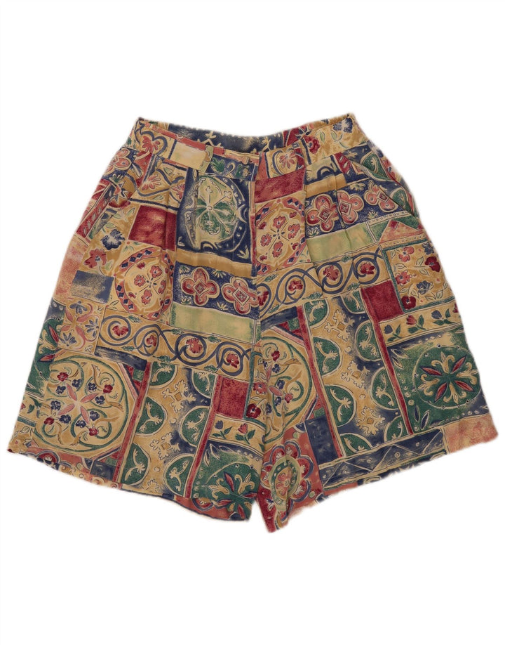 Vintage Damen Chino-Shorts mit Pegged, W28, mittelgroß, mehrfarbig, Patchwork-Seide