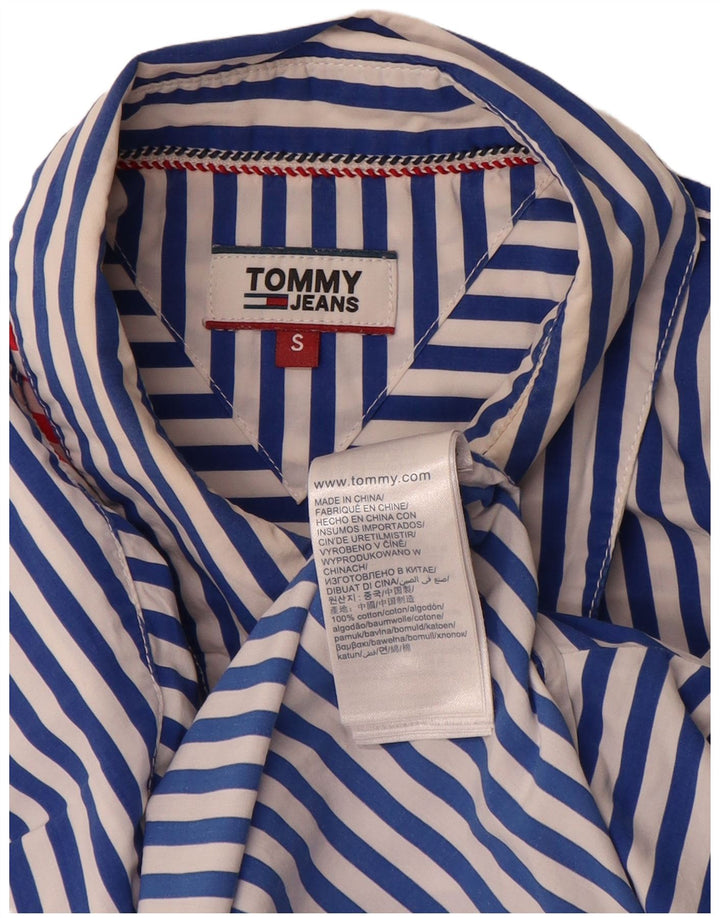 Tommy Hilfiger Herrenhemd, kleine blaue Nadelstreifen-Baumwolle