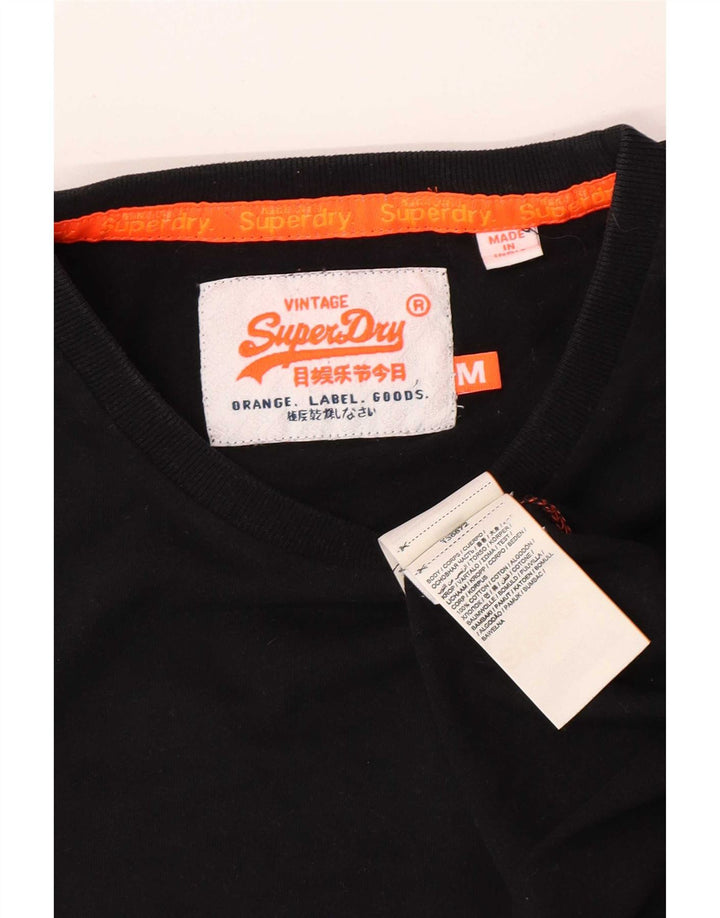 Superdry Herren T-Shirt-Oberteil aus mittelschwarzer Baumwolle