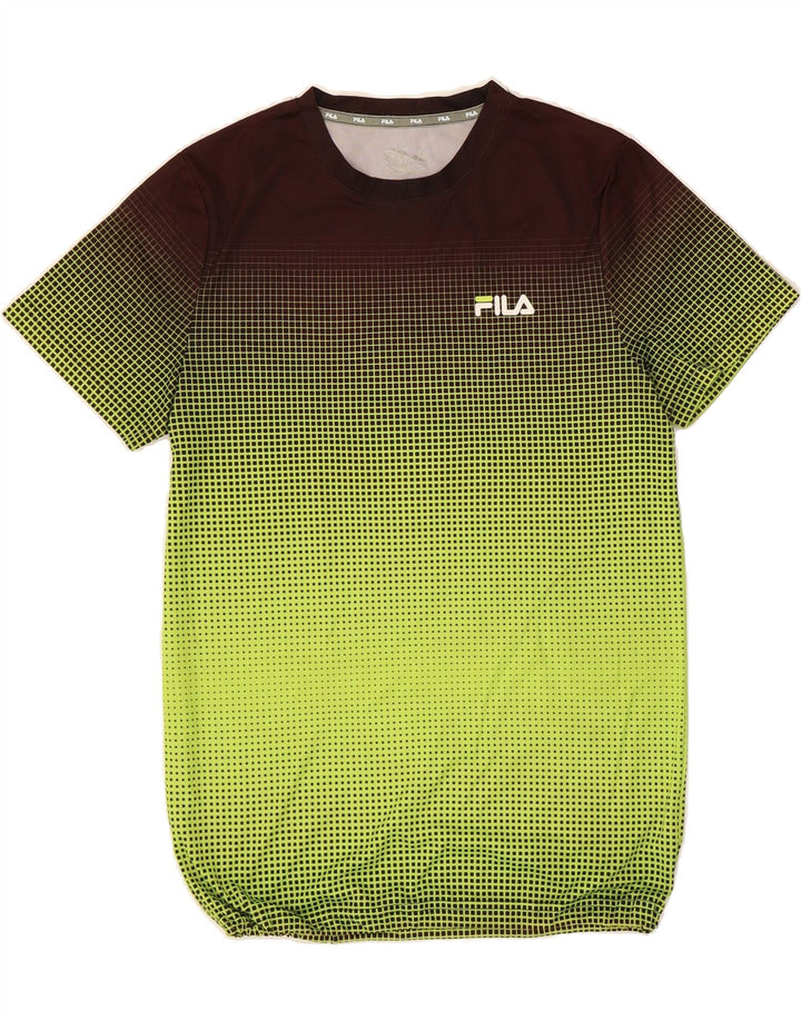 FILA Mens T-Shirt Top Small Green Geometric Vintage Fila and Second-Hand Fila from Messina Hembry 