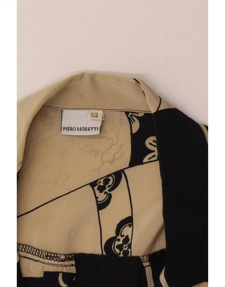Vintage Damen Kurzarmshirt IT 52 2XL Beige Patchwork