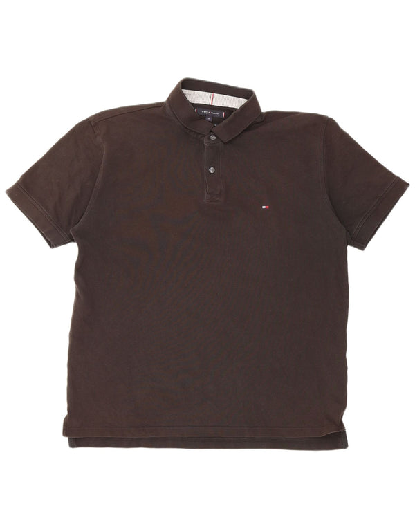 Tommy Hilfiger Herren-Poloshirt mit normaler Passform, XL, schwarze Baumwolle