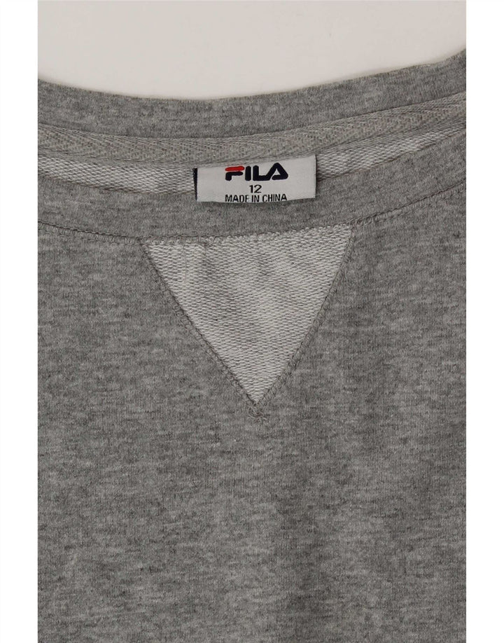 Fila Damen-Sweatshirt-Pullover UK 12 Mittelgrauer Farbblock