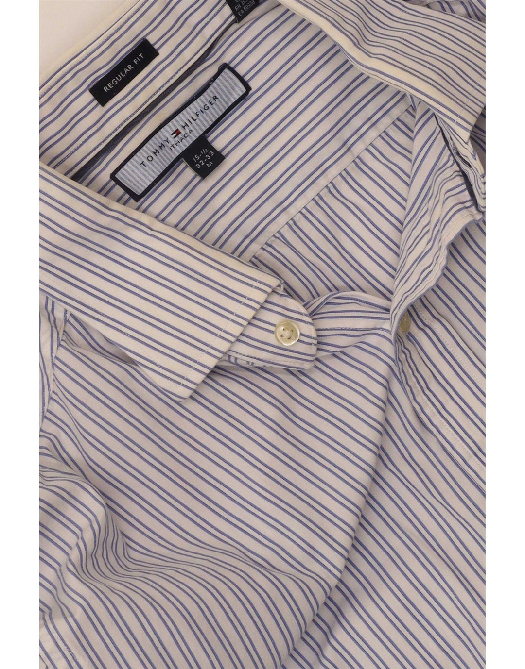 Tommy Hilfiger Herren-Hemd mit normaler Passform, mittelblau gestreift, Baumwolle