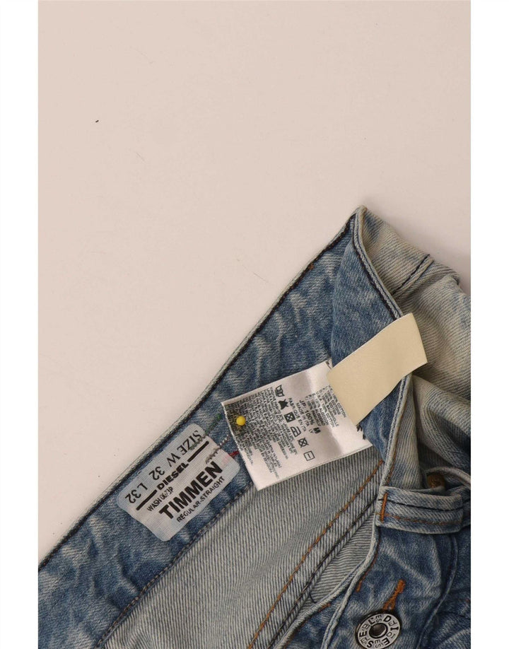 Diesel Herren Timmen Distressed Regular Straight Jeans W32 L32 Blaue Baumwolle
