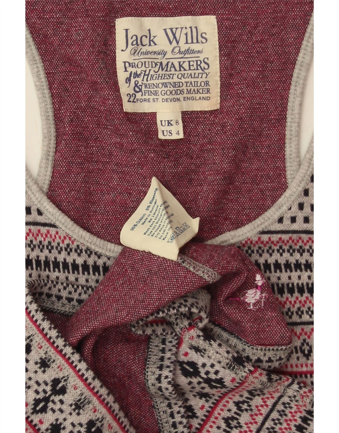 JACK WILLS Damen-Trägershirt, Gr. 8, Größe S, Grau, Fair-Isle-Baumwolle