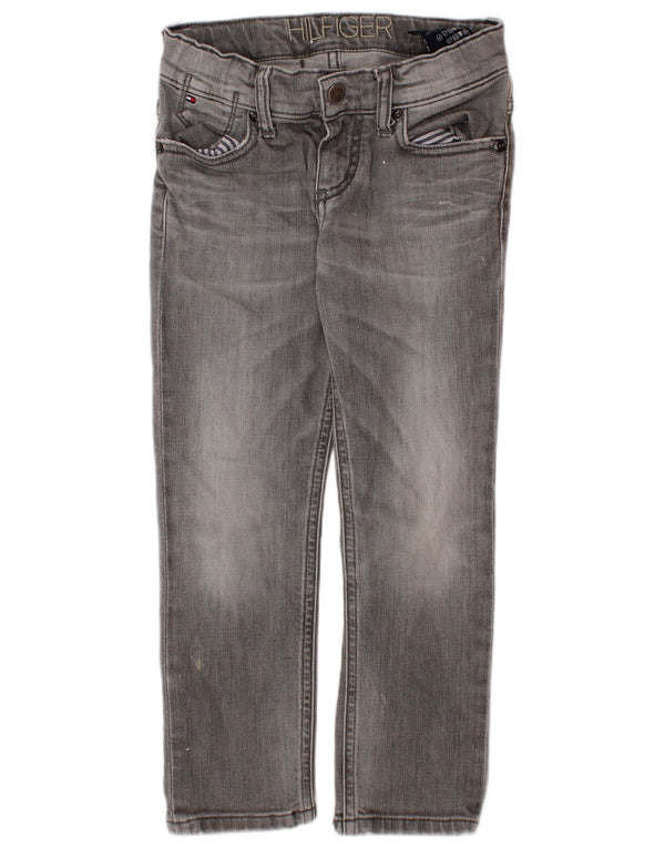 TOMMY HILFIGER Jungen Straight Jeans 3-4 Jahre W22 L18 Graue Baumwolle
