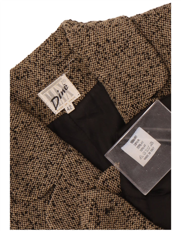 Max Dine Damen-Blazer mit 4 Knöpfen, IT 42, mittelbraun geflecktes Acryl