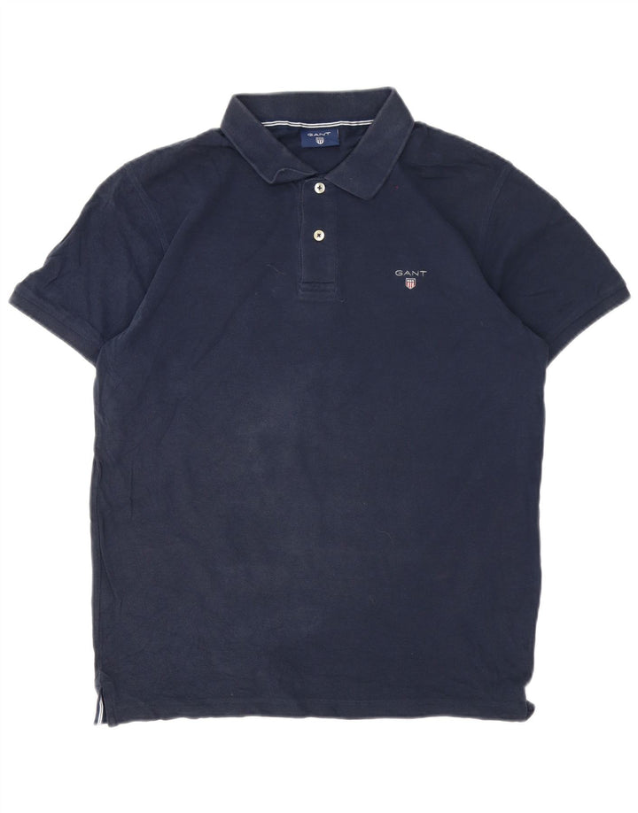 Gant Herren-Poloshirt aus mittelblauer, marineblauer Baumwolle