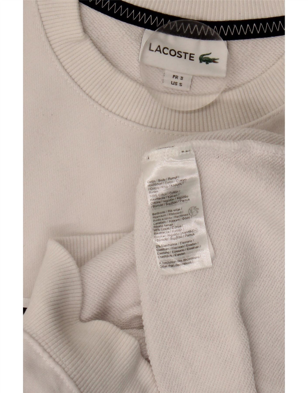 Lacoste Herren-Sweatshirt mit Grafik, Größe 3, klein, weiße Baumwolle