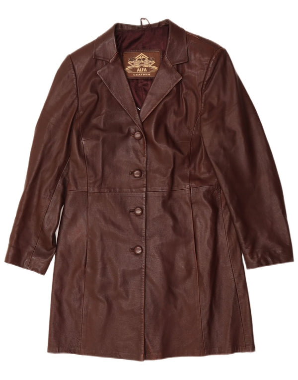 Alfa Damen Ledermantel UK 10 Kleines burgunderrotes Leder