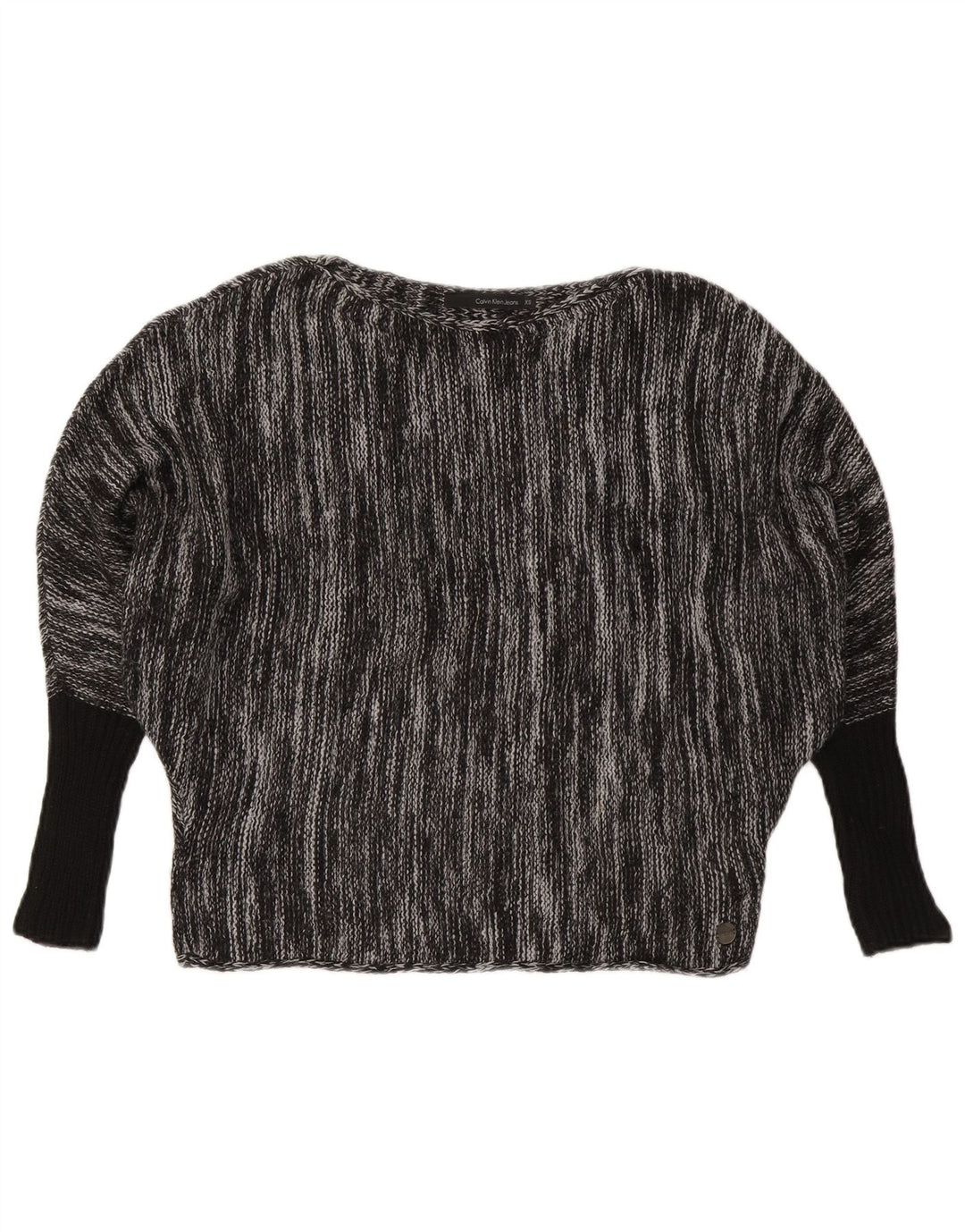 CALVIN KLEIN JEANS Damen-Pullover mit U-Boot-Ausschnitt, Gr. 6, XS, Grau meliert