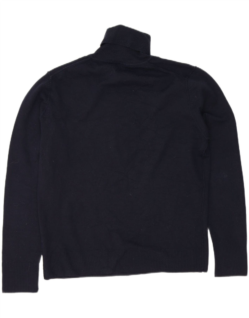 RARE Womens Graphic Roll Neck Jumper Sweater UK 20 2XL Navy Blue Wool Vintage Rare and Second-Hand Rare from Messina Hembry 