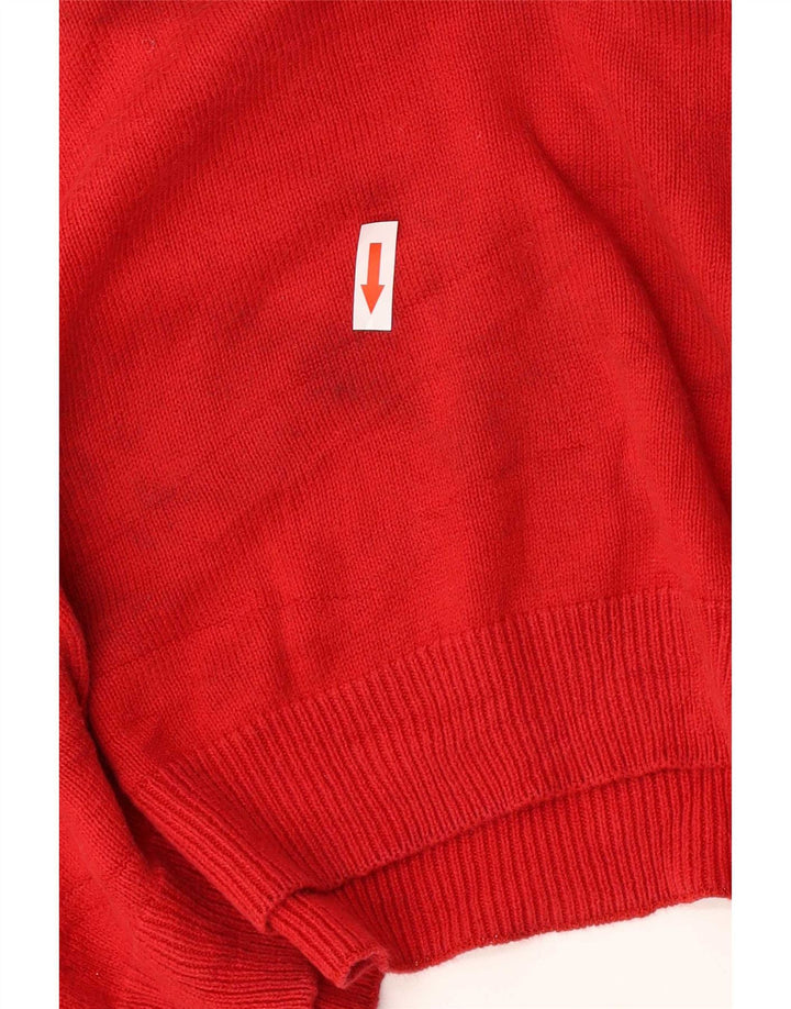 Chaps Herren-Pullover mit V-Ausschnitt, Größe L, Rot, Colourblock-Baumwolle