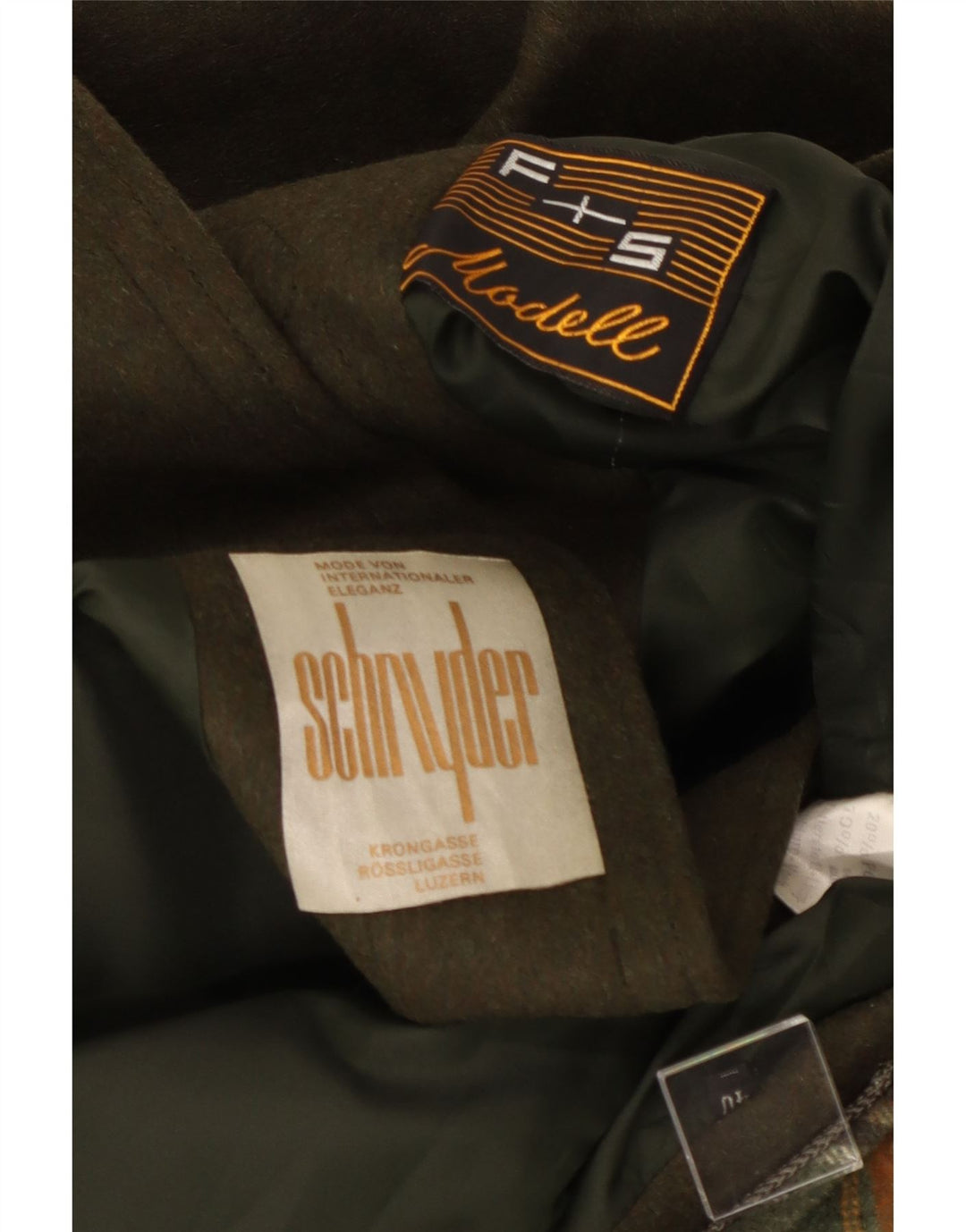 Vintage Damen Kapuzen-Dufflecoat EU 40 Medium Khaki Wolle