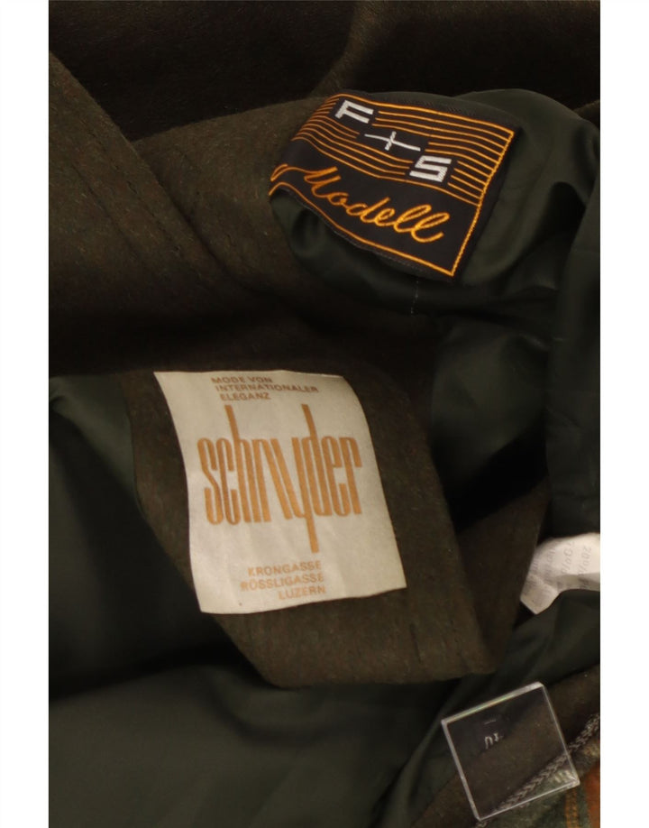 Vintage Damen Kapuzen-Dufflecoat EU 40 Medium Khaki Wolle