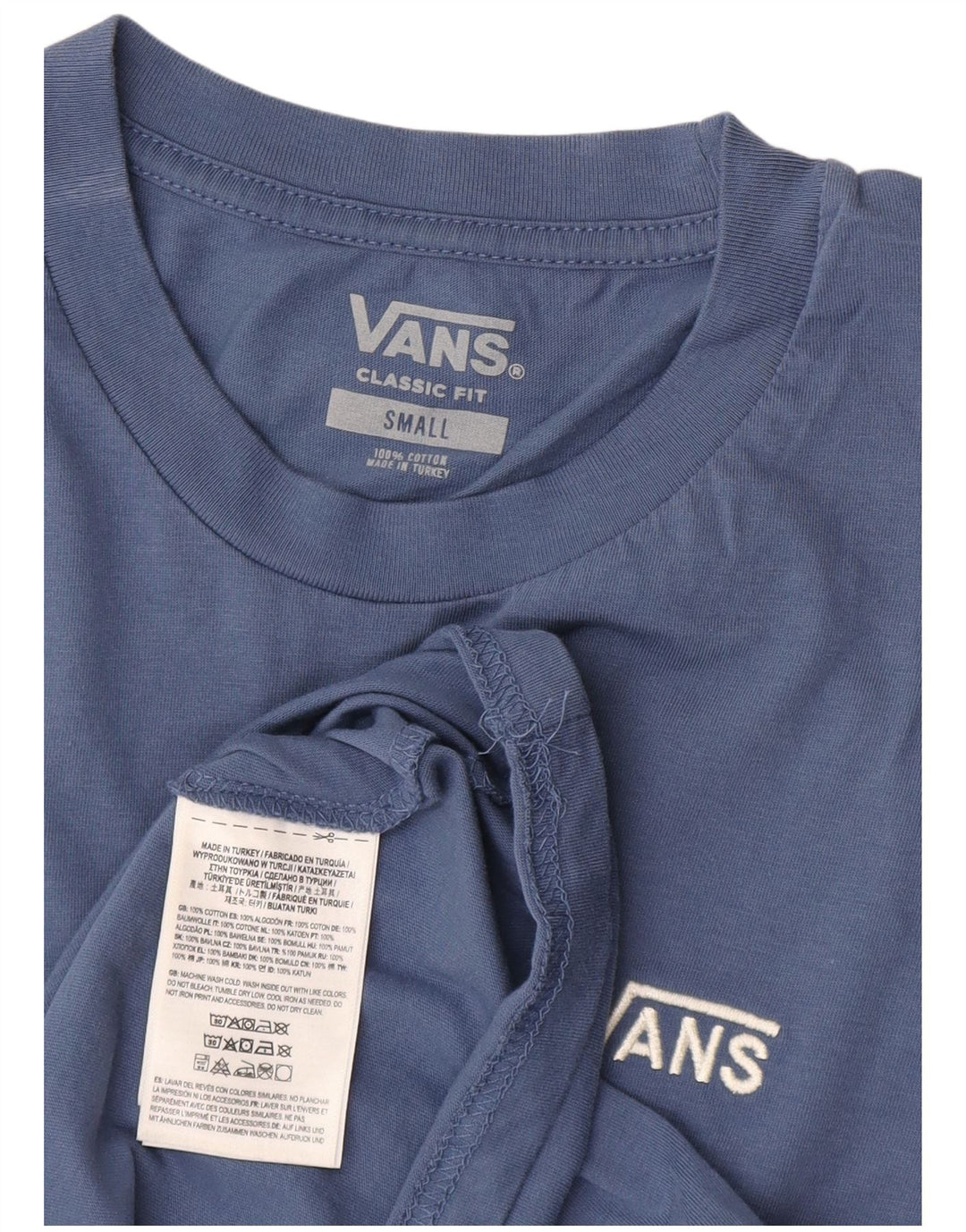 Vans Herren-T-Shirt mit klassischer Passform, klein, aus blauer Baumwolle