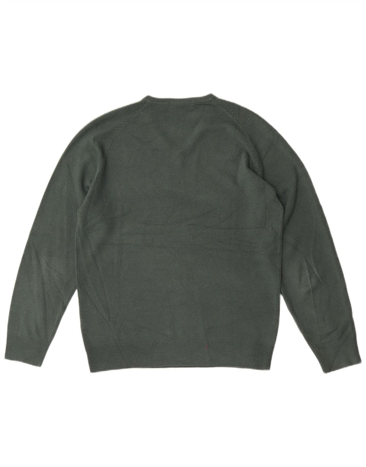 Marks & Spencer Herren Blue Harbor V-Ausschnitt Pullover Pullover Small Grün Acryl
