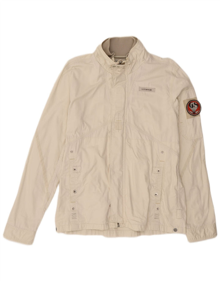 G-Star Herren Bomberjacke UK 42 XL Off White Baumwolle