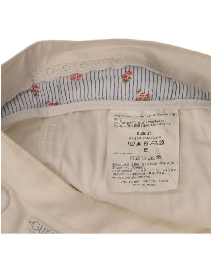Guess Capri-Hose für Damen, W24, L18, weiße Baumwolle
