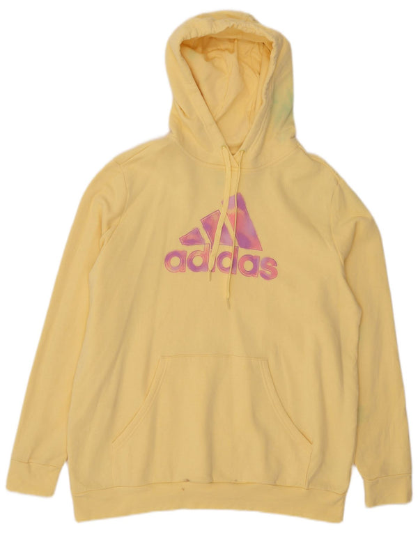 Adidas Damen Graphic Hoodie Pullover UK 20/22 XL Gelbe Baumwolle