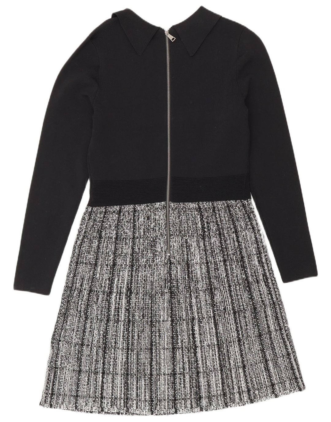Ted Baker Langarm-Basic-Kleid für Damen, Größe 2, S, schwarz, kariert, Viskose