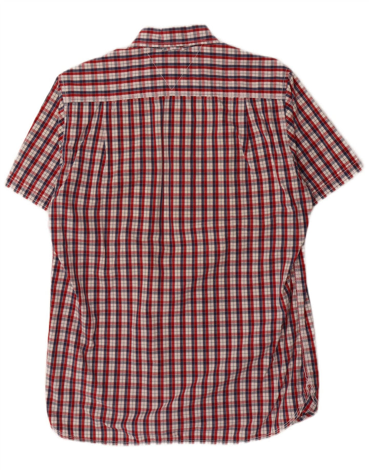 Tommy Hilfiger Herren-Kurzarmhemd, klein, rot kariert, Baumwolle