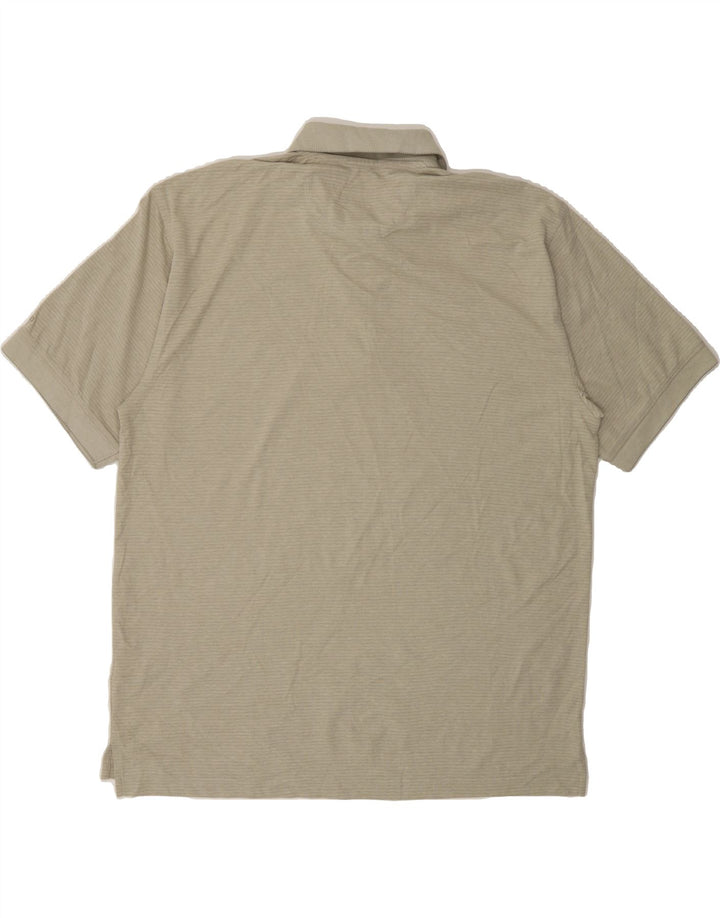IZOD Mens Polo Shirt Large Beige Pinstripe Cotton Vintage Izod and Second-Hand Izod from Messina Hembry 