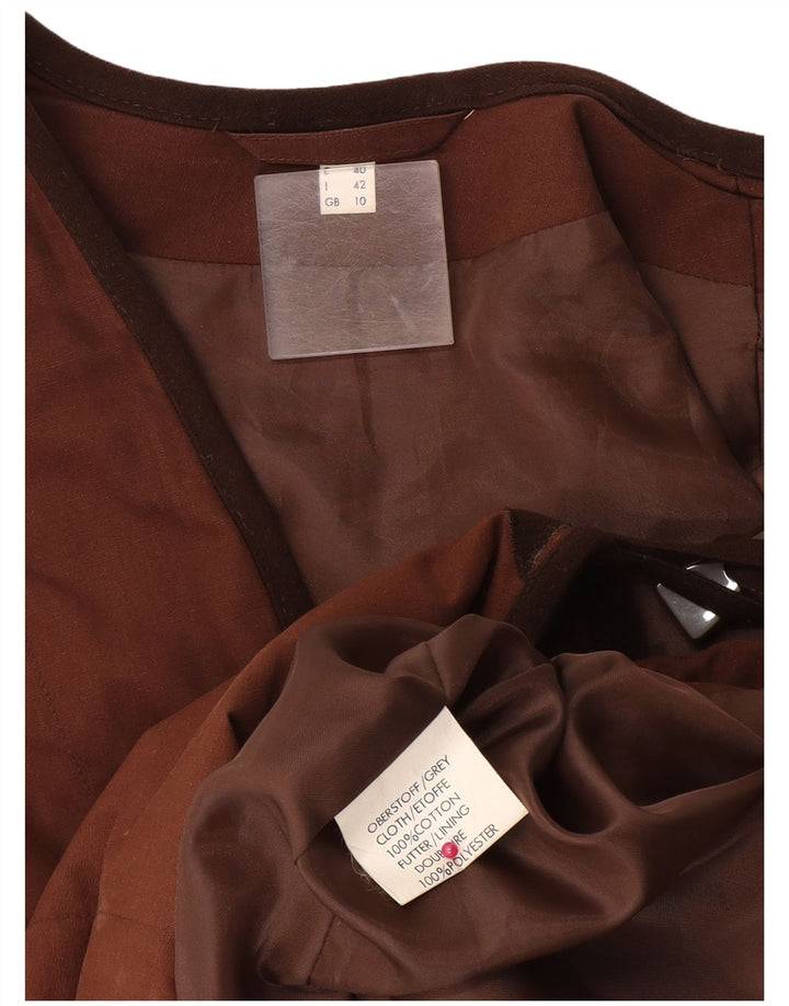 Vintage Damen Übergroße Weste UK 10 Kleine braune Baumwolle