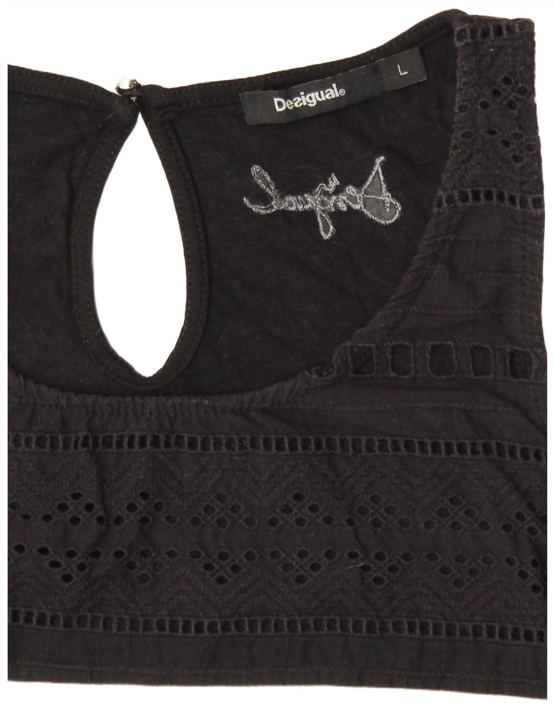 DESIGUAL Damen Graphic Vest Top UK 14 Large Schwarz gestreift