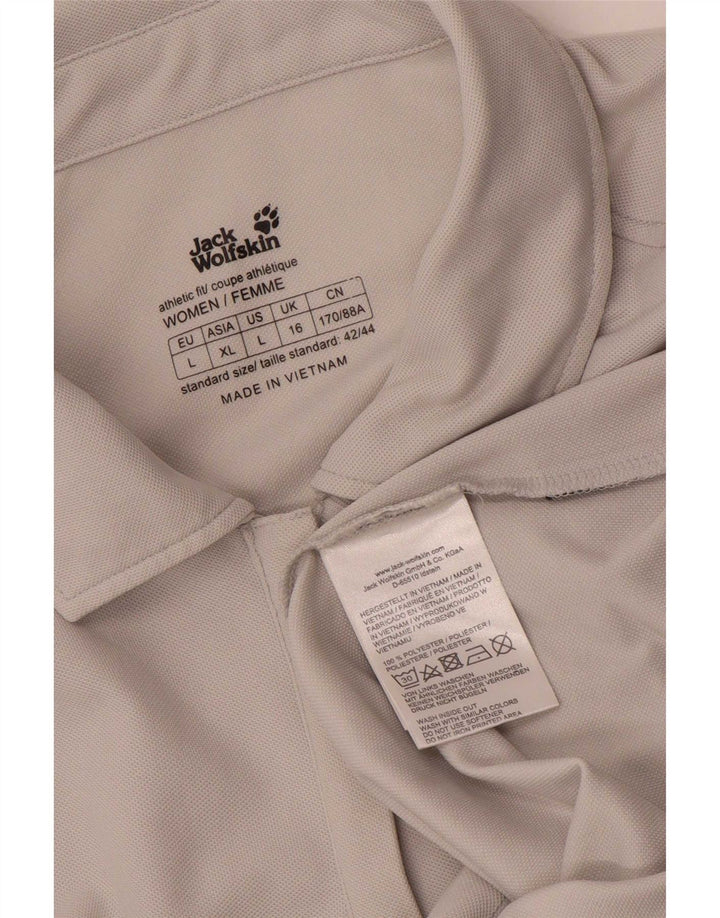 Jack Wolfskin Damen Poloshirt UK 16 Large Grau Polyester