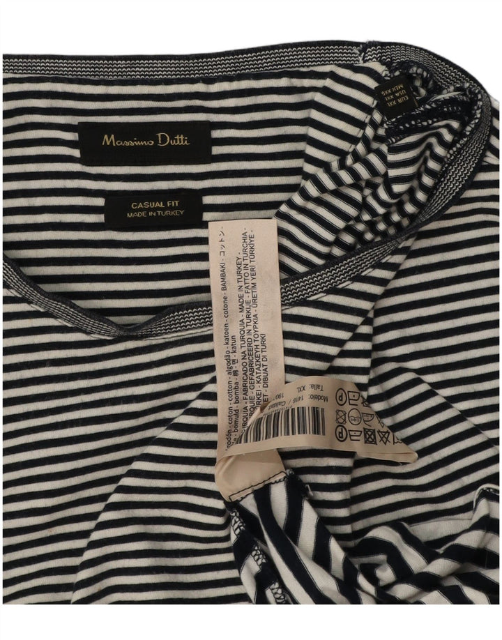 MASSIMO DUTTI Damen T-Shirt mit lässiger Passform, UK 20 2XL, schwarz gestreift, Baumwolle