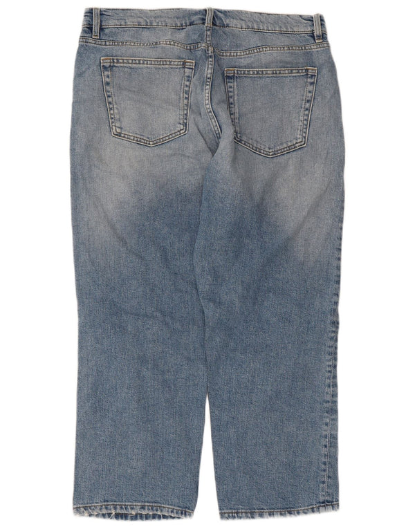 Marks & Spencer Damen Crop Straight Jeans UK 14 Large W36 L25 Blaue Baumwolle