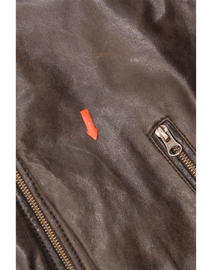 On Spirit Herren Bomber-Lederjacke IT 48 Mittelbraunes Leder