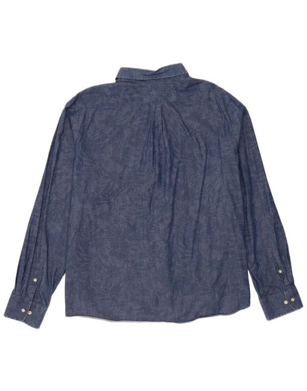 Ralph Lauren Herren-Hemd mit normaler Passform, 2XL, Marineblau mit Blumenmuster, Elasthan