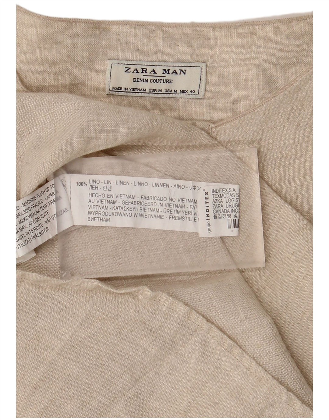 Zara Herren-Pullover-Hemd aus mittelbeigem Leinen