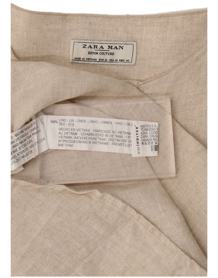 Zara Herren-Pullover-Hemd aus mittelbeigem Leinen