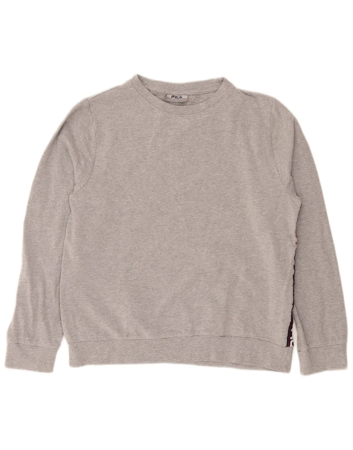Fila Damen Grafik-Sweatshirt-Pullover UK 16 Large Graue Baumwolle