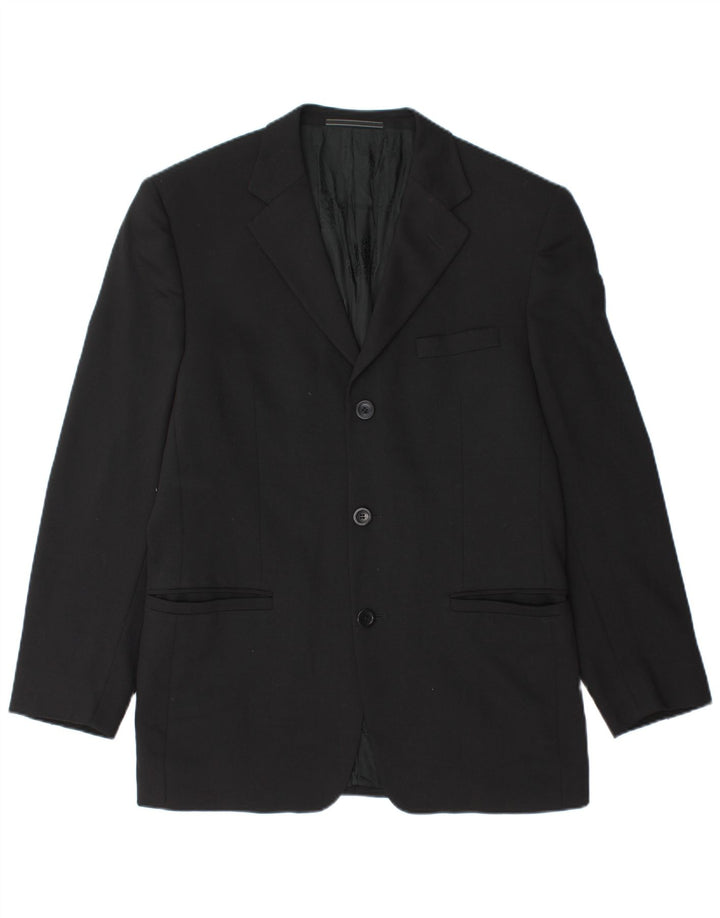 Versace Herren-Blazer mit 3 Knöpfen, IT 48, mittelschwarze Wolle
